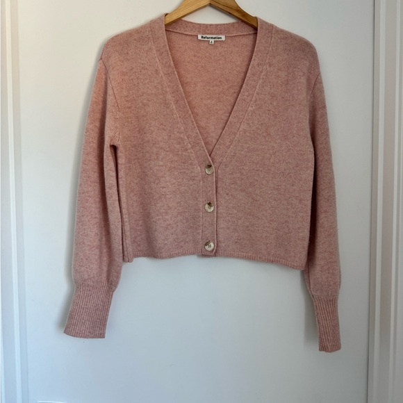 Reformation Small Pink Varenne Cashmere Cardigan - Picture 1 of 6